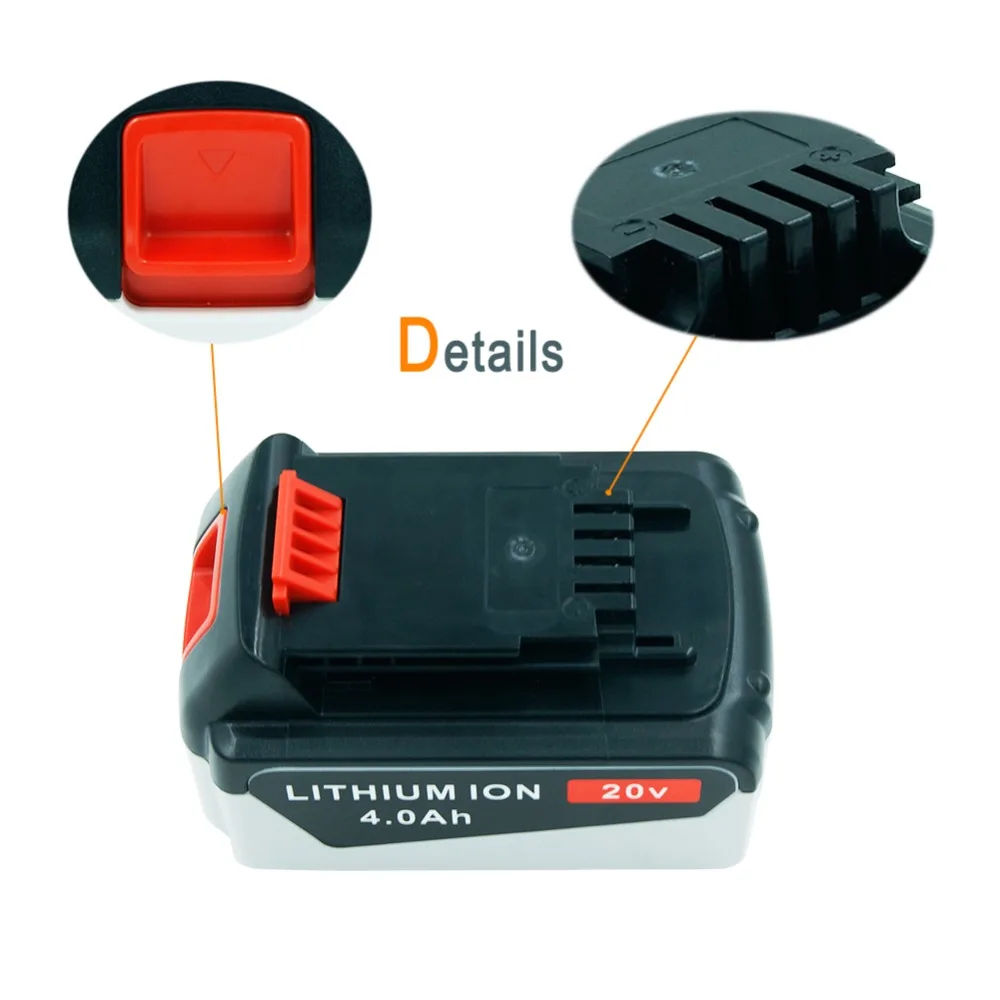 LERRONX 20VMax 4000 мАч литиевая аккумуляторная батарея для Black & Decker Power Tool bateria LB20 LBX20 LBXR20