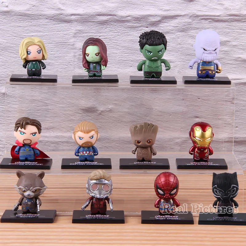 

Marvel Black Widow Figure Action Captain America Rocket Ironman Dr.Strange Star Lord Hulk PVC Collectible Model Toy 12pcs/set