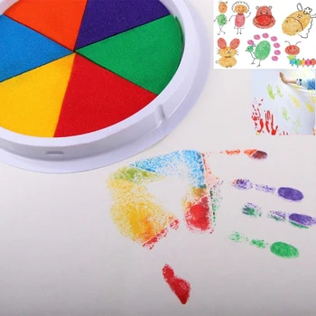 

Funny 6 Colors Ink Pad Stamp DIY Finger Painting Craft Cardmaking Large Round For Kids Learning Education Drawing Toys