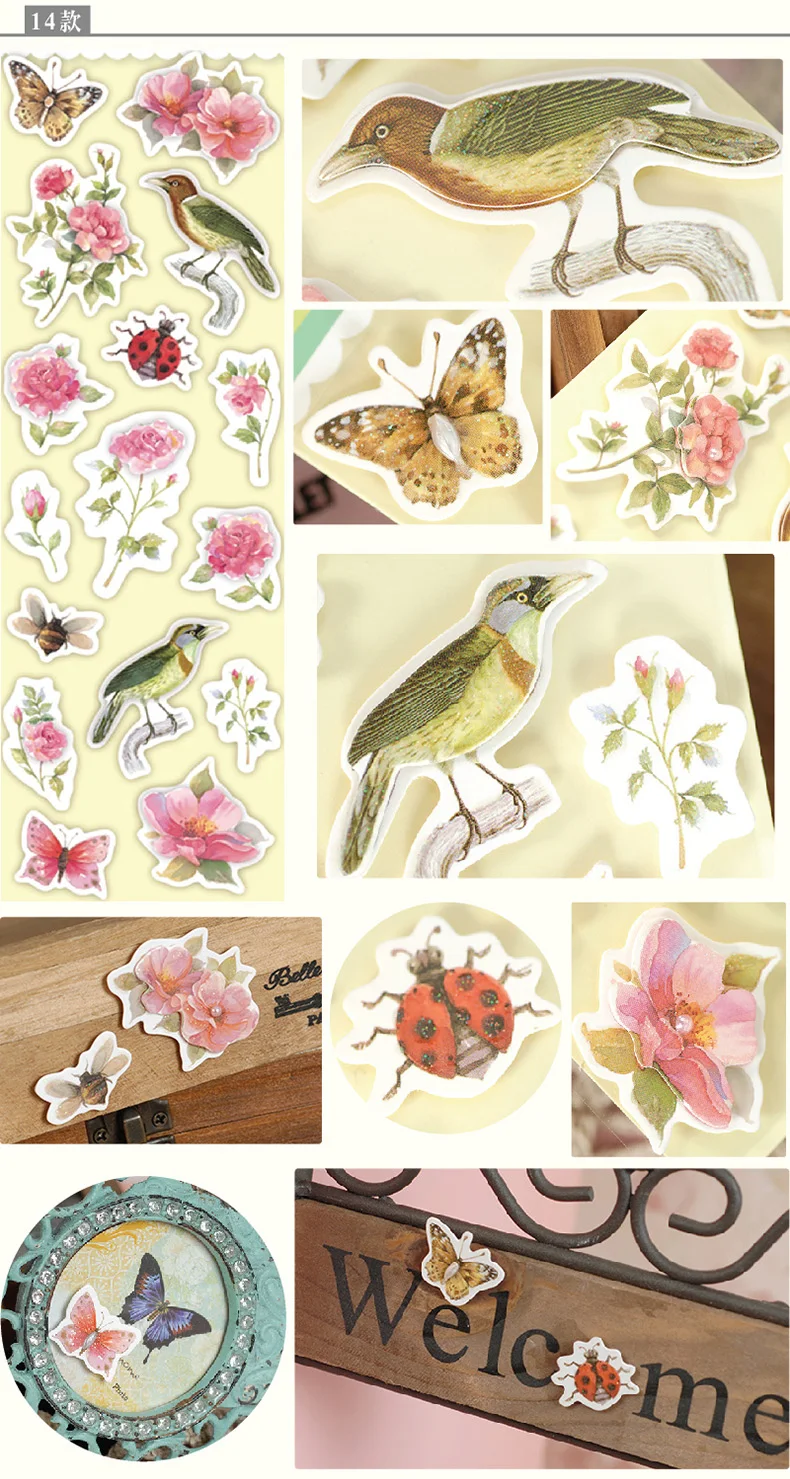 3D наклейки Бабочка птичка воздушный шар торт 8 типов бумажные наклейки для скрапбукинга DIY/Фотоальбом украшения открыток наклейки