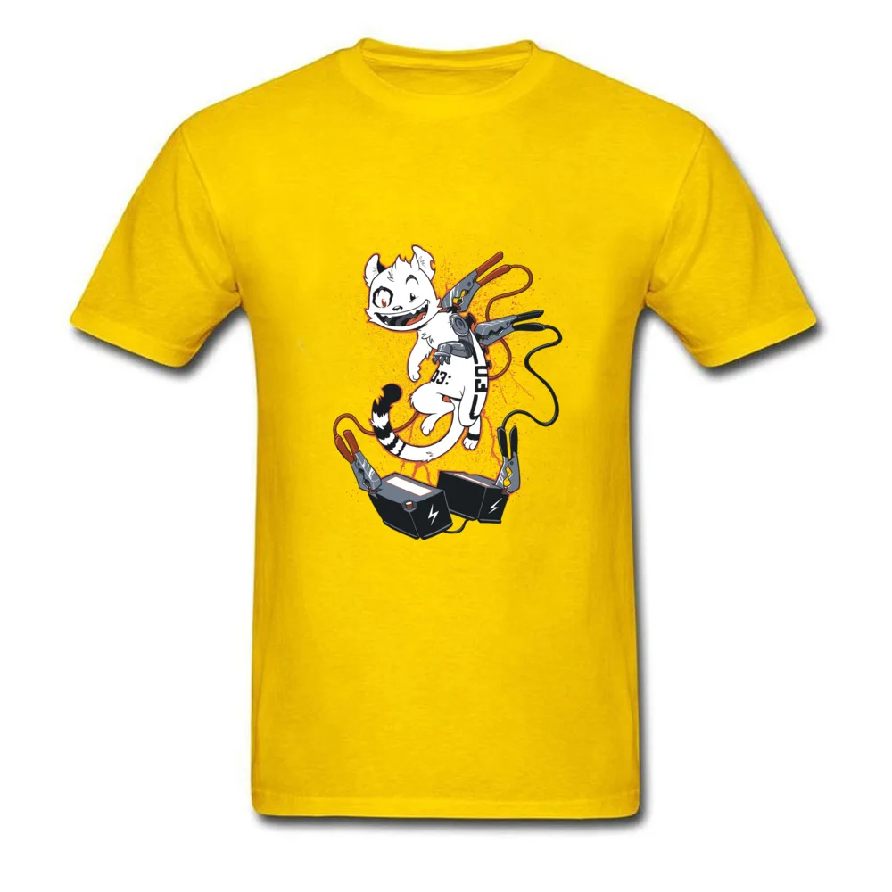 Party Cyber Cat Tops & Tees for Men On Sale Summer Round Neck All Cotton Short Sleeve Top T-shirts Fitness Tight Tops Tees Cyber Cat yellow