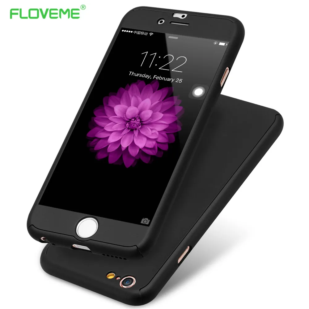 FLOVEME For iPhone 6 6S Case Full Body 360 Luxury Clear Glass Screen Protector PC Cover For iPhone 6 6S Plus iPhone 7 Plus Cases FLOVEME For iPhone 6 6S Case Full Body 360 Luxury Clear Glass Screen Protector PC Cover For iPhone 6 6S Plus iPhone 7 Plus Cases