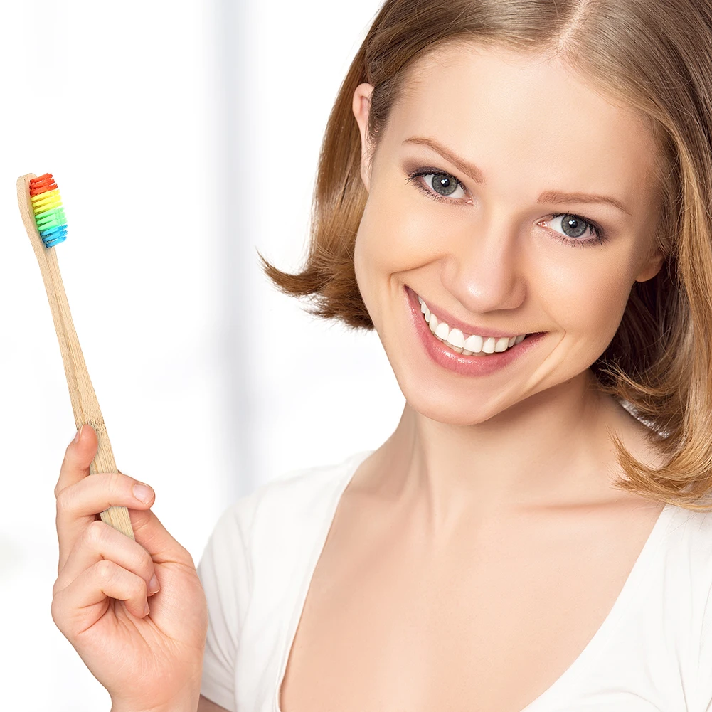 

1 pc Rainbow Color Eco-Friendly Natural Bamboo Handle Toothbrush Whitening Soft Bristles Bamboo Toothbrush Oral Care Drop Ship
