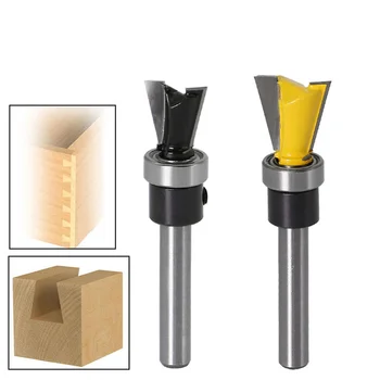 

1/4" Shank Dovetail Router Bits 10 Degree Woodworking slot Milling Cutter knife with Bearing Carbide Engraving Trimming tool