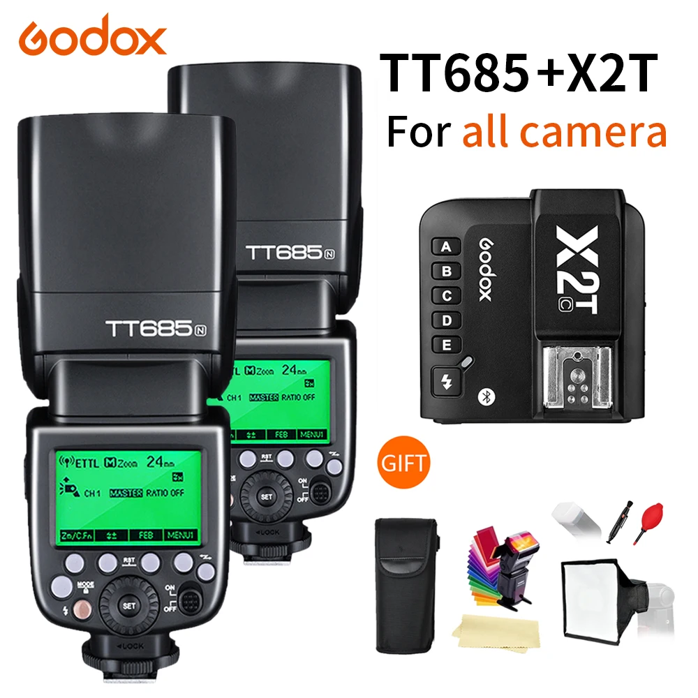 Вспышка Godox Speedlite 2 * TT685-C/N/S/F/O 4G HSS TTL Беспроводная + X2T-C/N/S/F/O триггер для Canon Nikon Sony