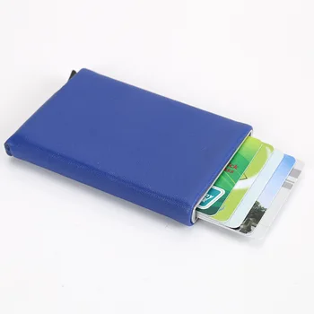 

Wholesale Antitheft Metal Card Holder Rfid Aluminium Credit Card Holder With Rfid Blocking Pu Leather Mini Wallet