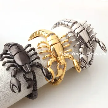 

Silver Color/Gold/Black Color Cool Men's 316L Stainless Steel Scorpion Link Chain Bracelet Bangle Punk Jewelry 8.26"