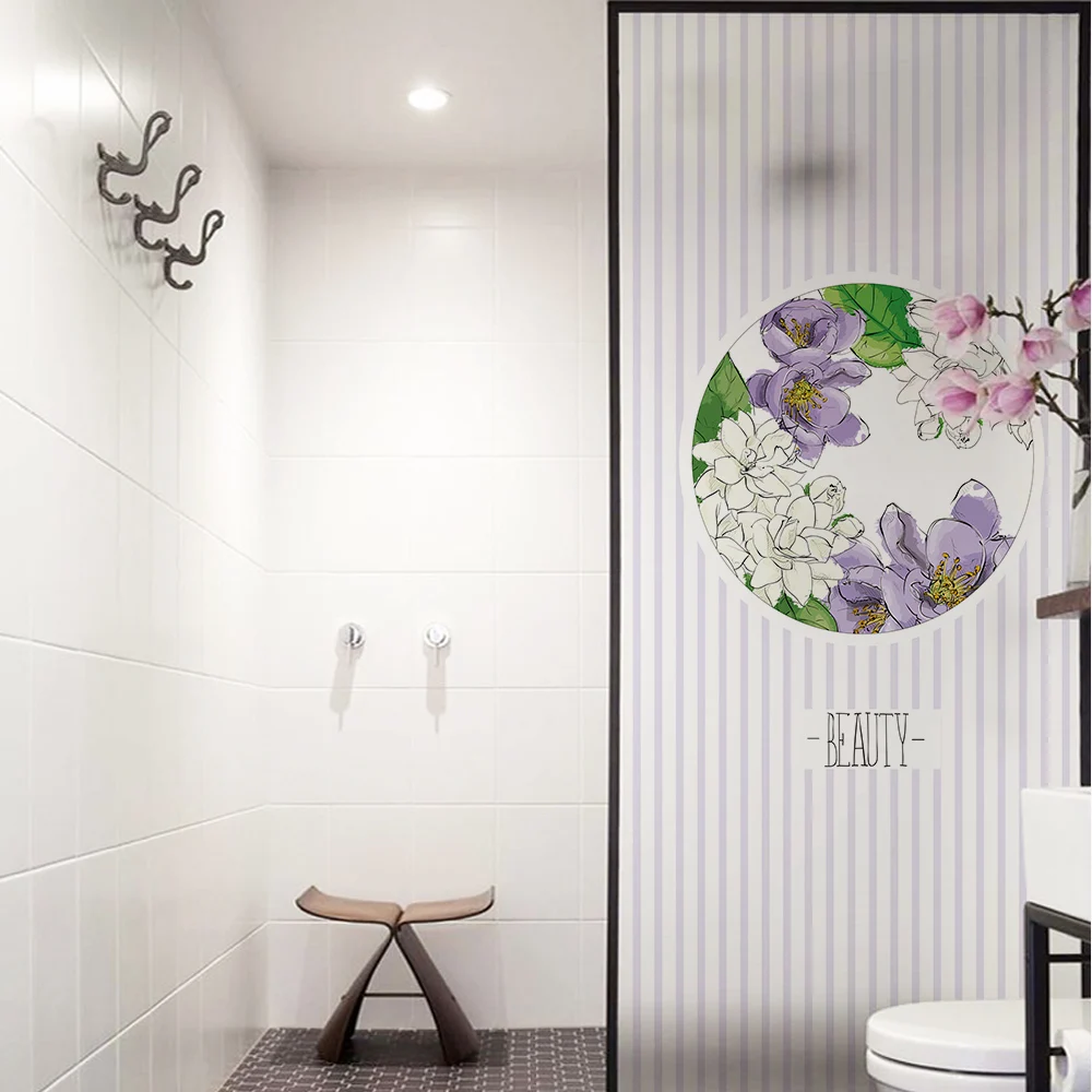 

Free Customized Stained Static Cling Window Film Frosted Privacy Glass Sticker Home Decor Digital print BLT1158 Dream Flowers