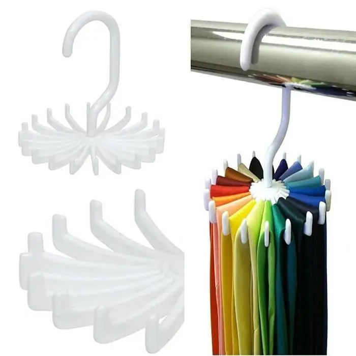 Вешалка для галстука 360 градусов вращающийся вертушка регулируемый держатель крюк Галстуки гардеробная планка органайзер для хранения
