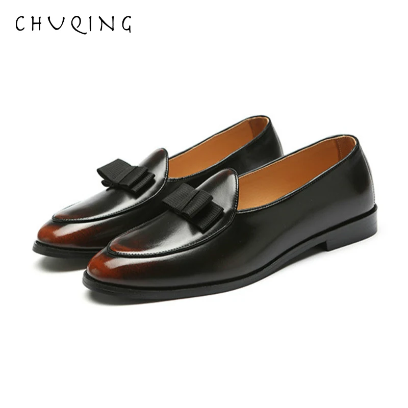 

CHUQING 2019 New Men's Shoes Bow Tide Shoes Europe and the United Kingdom British Men's Shoes Loafers