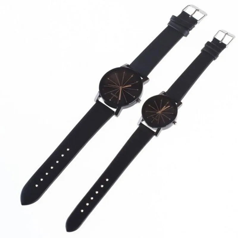 Fashion Couple Watch Leather Lover Watch Classic Black Creative Couple Gift Geometry Quartz Luxury Band Casual Watch