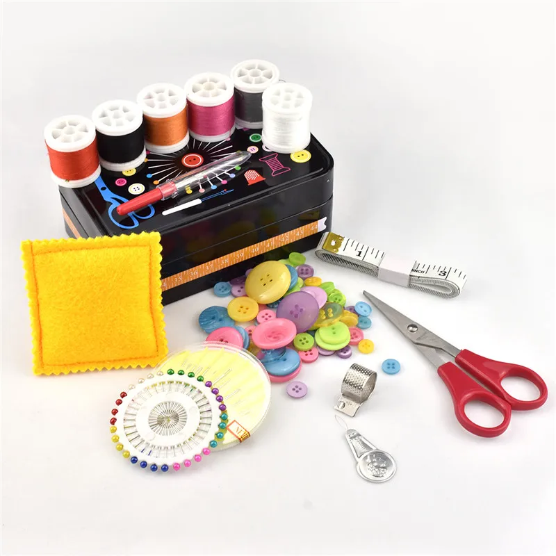 Multi-function Sewing Kits Sewing Scissors Threads Needles Tape Measure Sewing Accessories Set with Box For Home &Travelling (9)