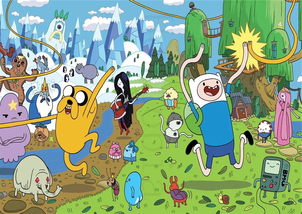 Adventure Time постеры, Мультяшные настенные наклейки, белая бумага с покрытием, принты для украшения дома, гостиной, спальни, бара, домашнего искусства, бренд - Цвет: Многоцветный