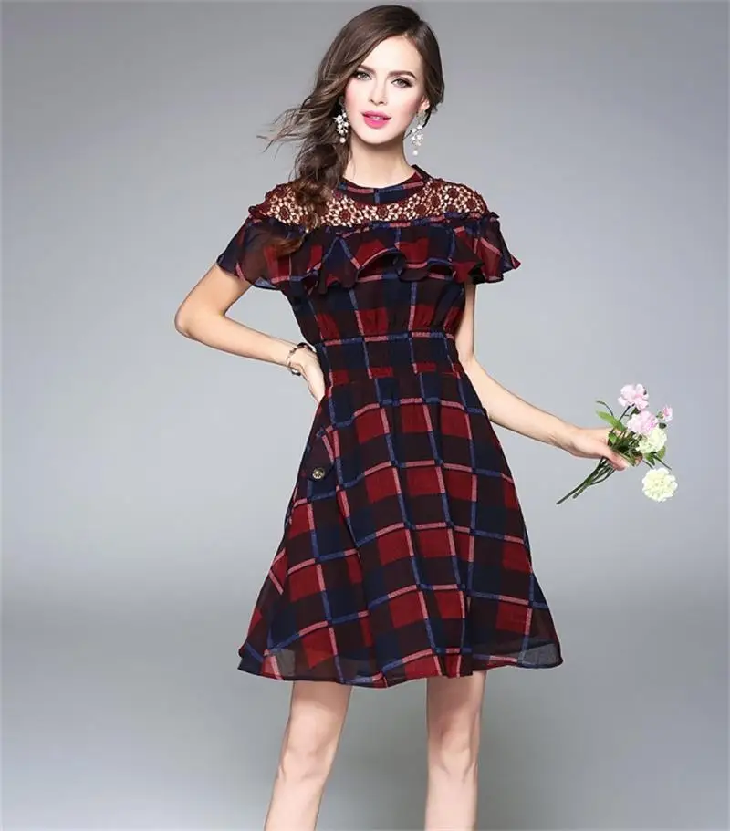 Summer Dress 2017 Women European Design Charming Lace Jacobs Patchwork Gewen Waist | Женская одежда