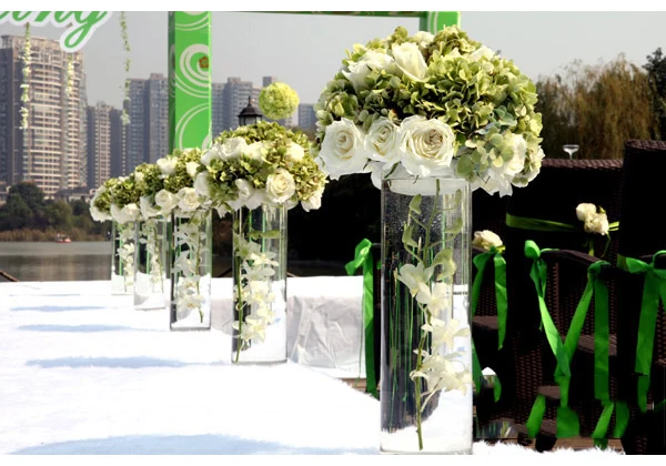 Высокая прозрачная акриловая ваза для свадьбы дорога ведущий реквизит Цветочная подставка для вазы Свадебный Настольный Цветок Центральные элементы бамбуковая Цветочная композиция