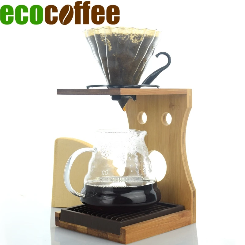 Eco coffee V60 coffee Dripper 580 мл термостойкие серверные бумажные фильтры 40 шт. набор для самостоятельной сборки, аксессуары для баристы в запасе, Новинка