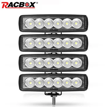 

4pcs 6 inch 18W Mini Slim LED Work Light Bar 12V 24V Spot Flood For Motorcycle Car SUV ATV MPV UAZ 6" LED Worklight Driving Lamp