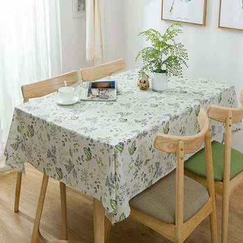 

Tablecloths Green Leaf Floral Print Party Table Cover Multifunctional Fresh Style Decoration Rectangular Cotton Line Table Cloth