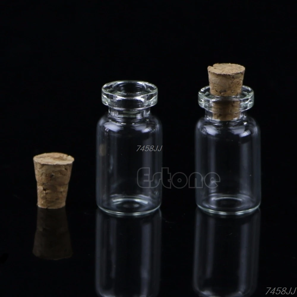 C63B Mini Glass Wish Bottle Vial with Cork Stopper Storage Pendant 0.5/1/2/20mL 10pcs glass bottles mini glass bottles