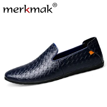 

Merkmak Brand Men Shoes 2018 New Breathable Comfortable Men Loafers Weave Men's Flats Men Casual Shoes Drop shipping