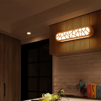 

Simple wooden mirror wall light Nordic Chinese style study makeup lamp corridor balcony wall lamp Japanese wall lights ZA MZ81