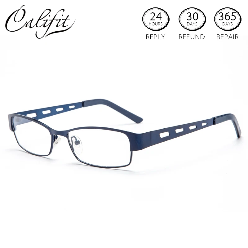 CALIFIT Square Metal Spectacles Prescription Glasses Men Hollow Out