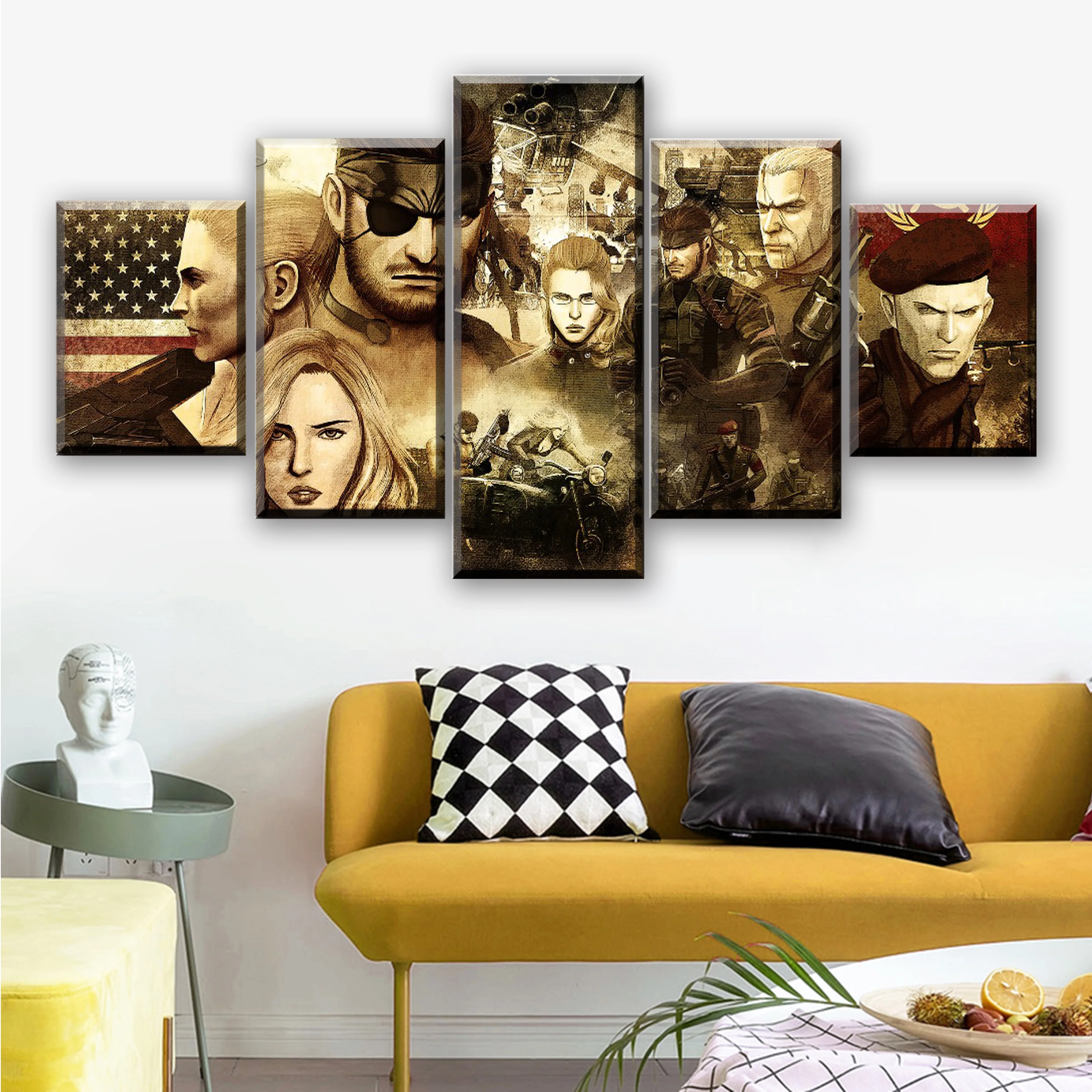 Canvas HD Prints Modular Pictures Home Decorative 5 Pieces Game Metal Gear Solid Snake Painting Wall Framework Artwork Poster