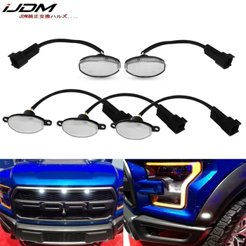 

iJDM Clear Lens Front Grille Running Lights and Front Fender Flare Side Marker Lights For 2010-2014 Ford Raptor, Xenon White 12V