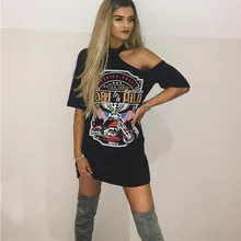 Женские шорты в стиле панк-рок с рукавом орел печать футболка с вырезами на плечах Холтер мешковатые