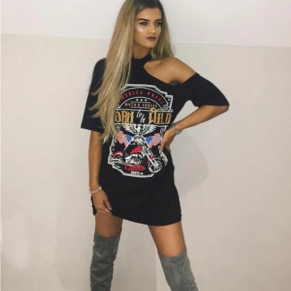 Camiseta De Manga Corta Punk Rock Para Mujer Con Estampado D Camiseta De Manga Corta Punk Rock Para Mujer Con Estampado D