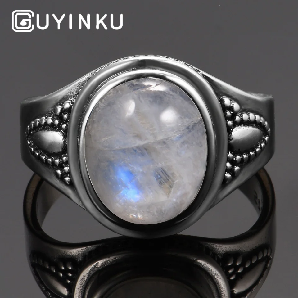 GUYINKU реального Чистая 925 пробы Silver Rainbow кольца из натурального Поделочного Камня для Для женщин Для мужчин старинные ювелирные украшения