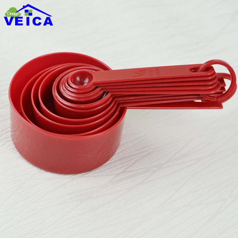 Красные Пластиковые мерные чашки 10 шт./лот мерная ложка кухонные инструменты измерение набор инструментов для выпечки кофе чая