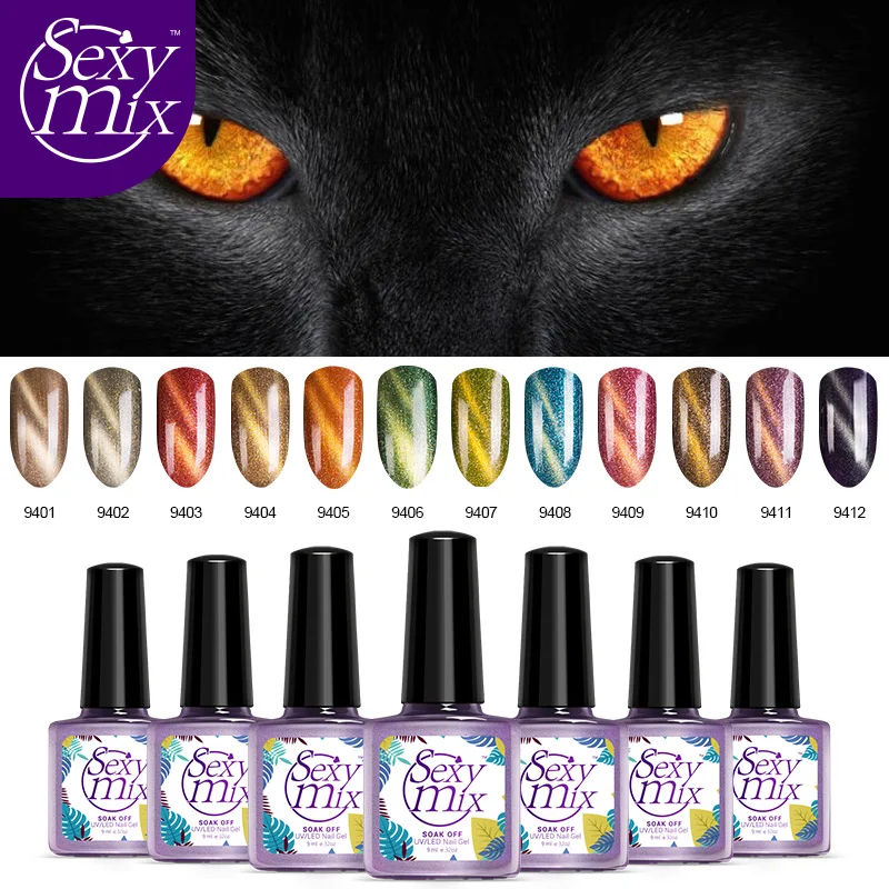 

SEXYMIX Cat Eyes Led Nail Gel Polish Chameleon Magnetic Led Nail Polish Varnish Long Lasting UV Magnet Gel Nail Lacquer