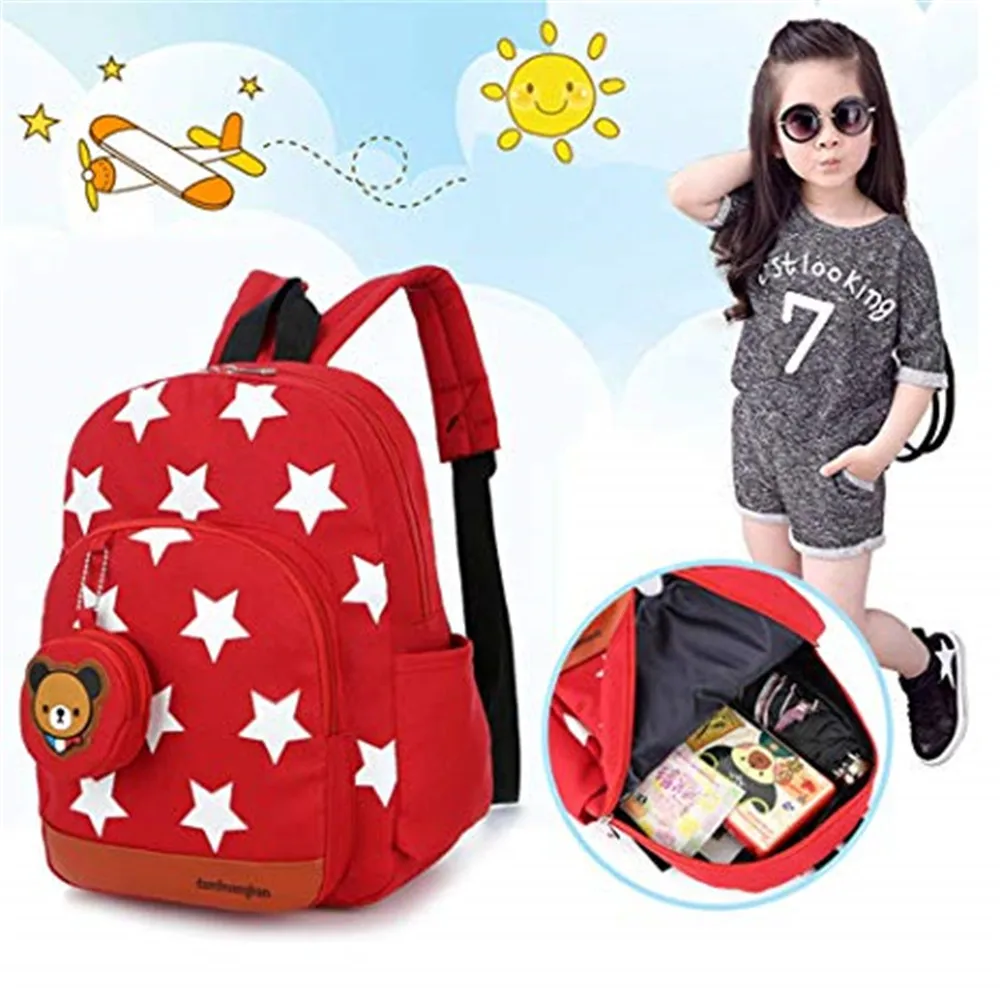 

Backpacks children double shoulder backpack kid school bag cute printing polyester Cartoon zipper 3-6 years waterproof girl boy