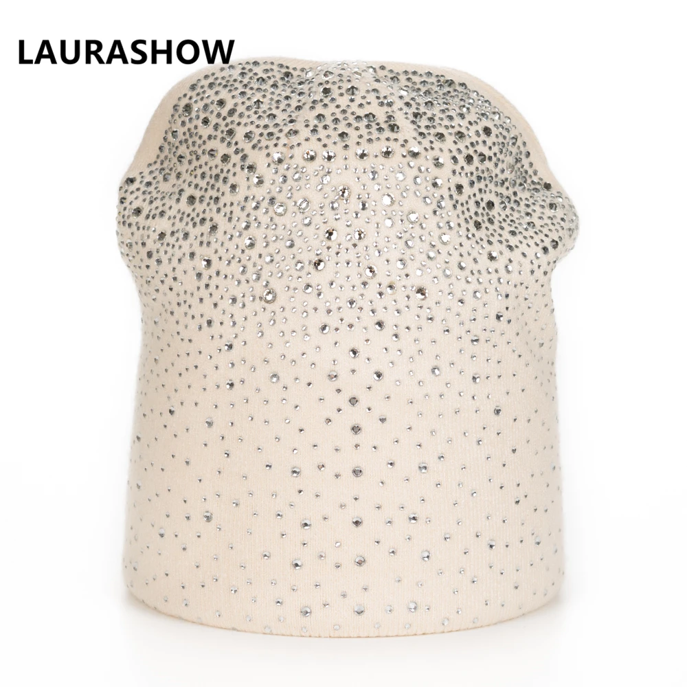 Laurashow Для женщин вязаный шерстяной Шапки с реального норки мяч помпонами зимние теплые Взрослых Шапочки Кепки