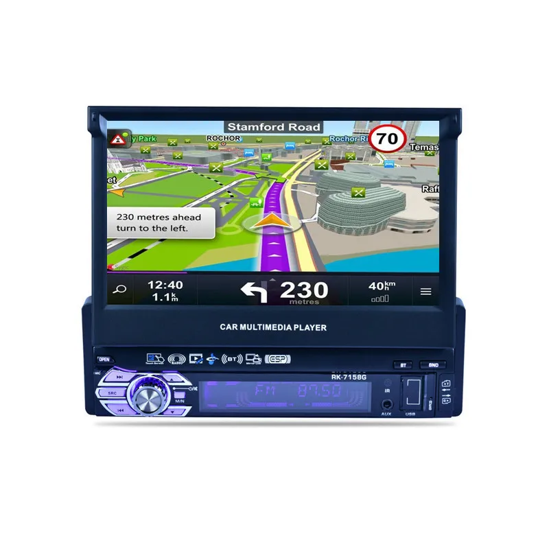 7 дюймов 1 Din Встроенный gps автомобильный Радио медиа мультимедийный плеер с камерой заднего вида Автомобильный полный Авто Выдвижной экран MP5