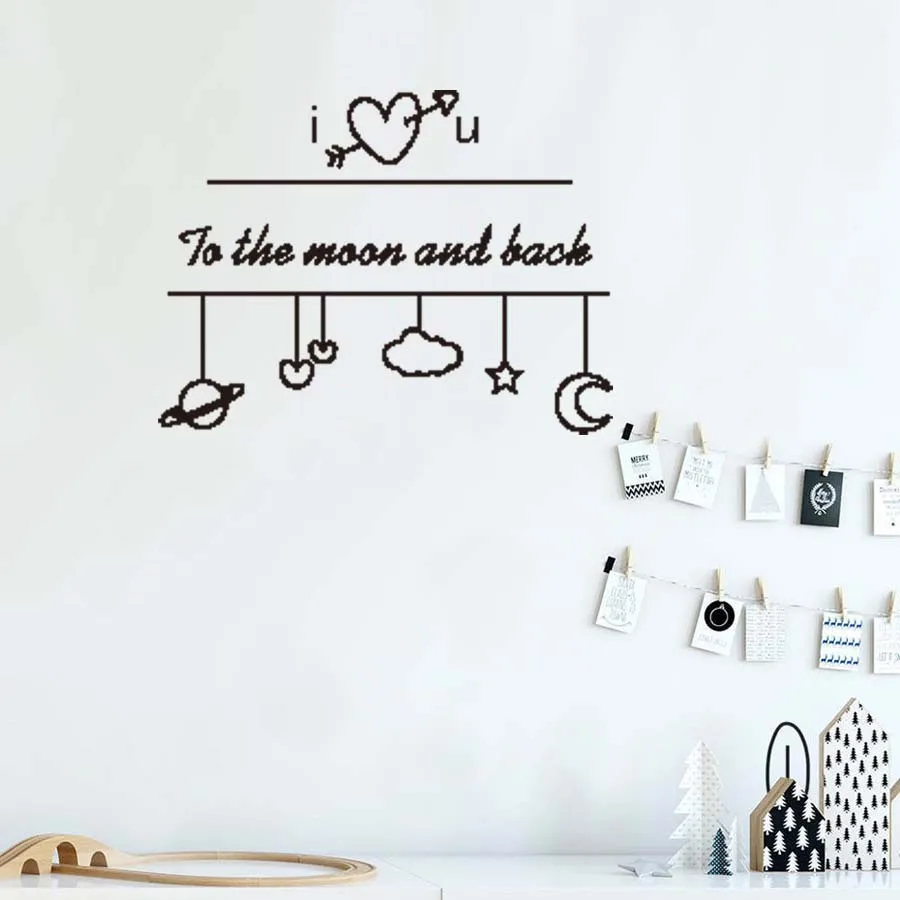 Wall Sticker I Love You To The Moon And Back Wall Decal Quote Kids Room Decor Decals  For Nursery  Childrens Bedroom Love Quote (5)
