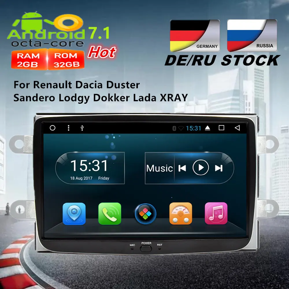 

Octa Core Android 7.1 Car Radio GPS Navigation Multimedia Stereo For Renault Dacia Duster Sandero Lodgy Dokker Lada XRAY