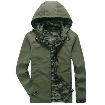 

Autumn Jacket Men Casual Hooded Collar Coat Men Fashion Thin Both Sides Wear Military Camouflage Mens Bomber Jackets hombre