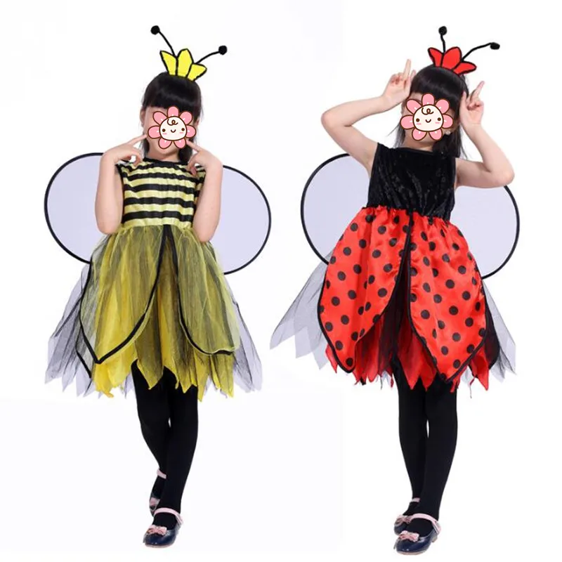 Girl Animal Bee Laybug Wing Cosplay Children Stage Performance halloween costume for kids Masquerade Party Dress Decor Christmas Girl Animal Bee Laybug Wing Cosplay Children Stage Performance halloween costume for kids Masquerade Party Dress Decor Christmas
