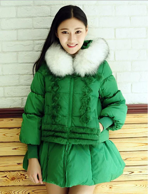 

2014 women's large real raccoon fur collar down coat thick long down jackets plus size winter coat pregnant women coat A1408