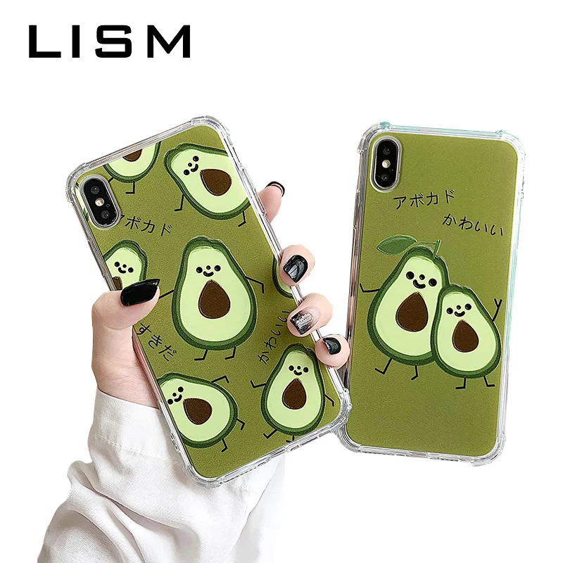 

Original fruit series Cell phone Case for iphone 7 8 Plus soft silicone Case For iphone X XR XS Max case cover with cute Avocado
