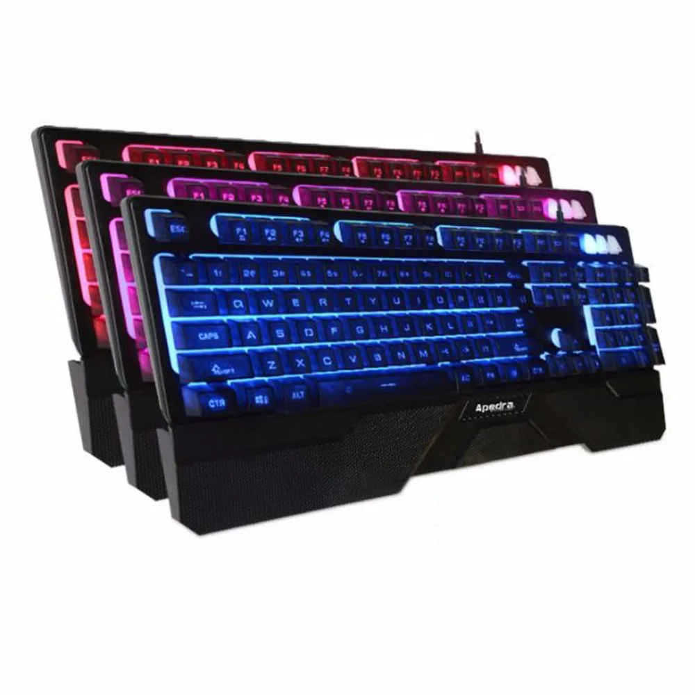 

1 Pc Durable Waterproof Dust-proof 3-Color-Back-Light 104-Key Metal-Panel Wired Mechanical Keyboard for Home&Office&School&Game