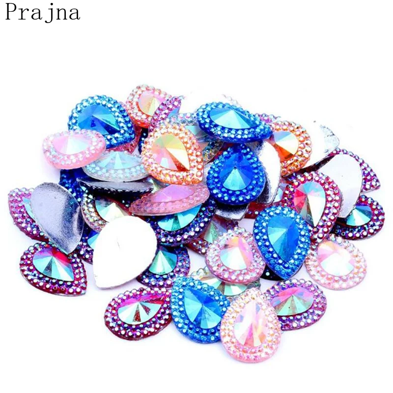 Prajna Flat back Resin Rhinestones Applique Rhinestone Drop AB