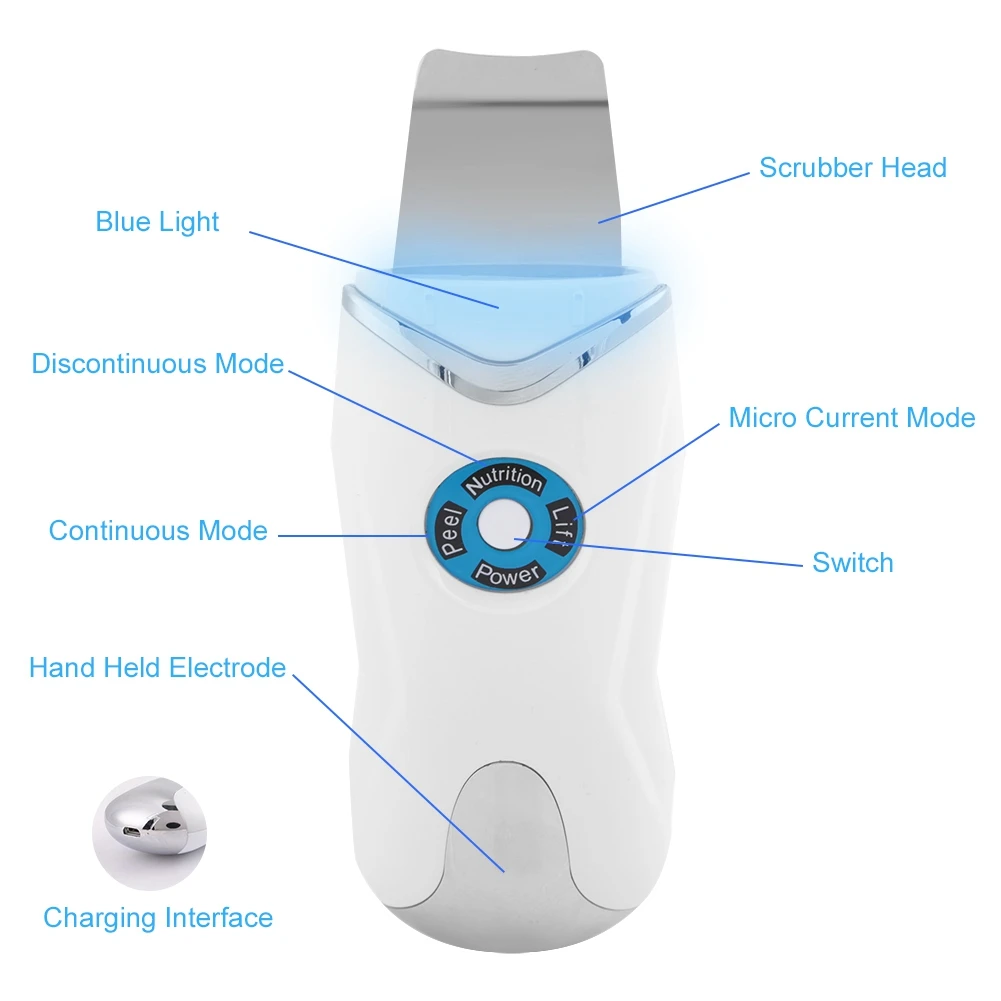 Бренд ультразвуковая щетка для кожи лица кожи скрубберы кисточка для чистки пор удаление акне чёрных точек фотонное омоложение кожи