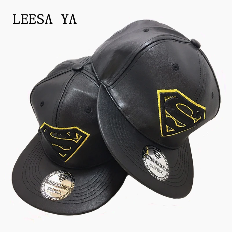 New Leather Superman Cap Men Women Winter Warm Superman Hip Hop