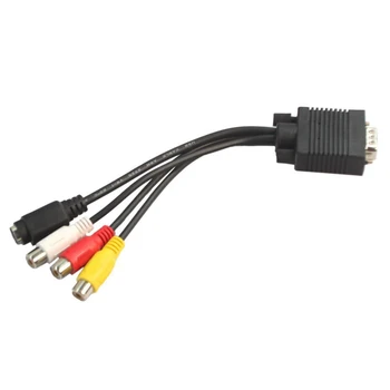 

Black VGA SVGA male S video 3 RCA audio video AV cable converter