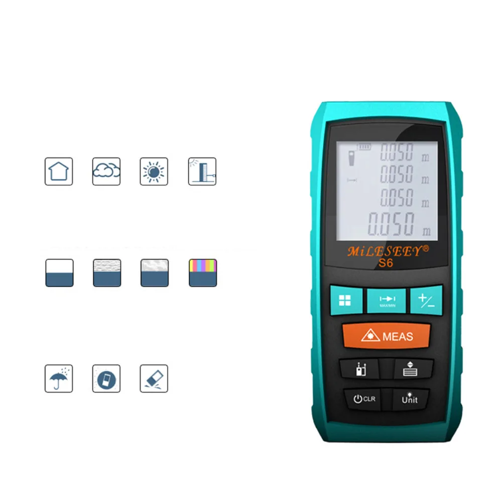 

Mileseey Rangefinder S6 40M 60M 80M 100M Laser Distance Meter Blue Digital Range Finder Area/Volume Laser Measuring Instrument