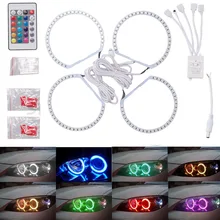 

4X 131MM Multi-Color RGB LED Angel Eyes 1992-2006 For BMW E36 E46 E39 E38 3 5 7 Series Halo Ring Kit Headlights