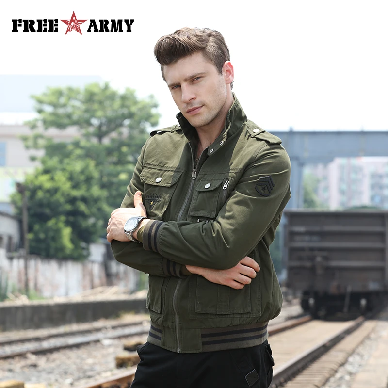 Мужская ветрозащитная куртка бомбер FREEARMY брендовая в стиле милитари с защитой от